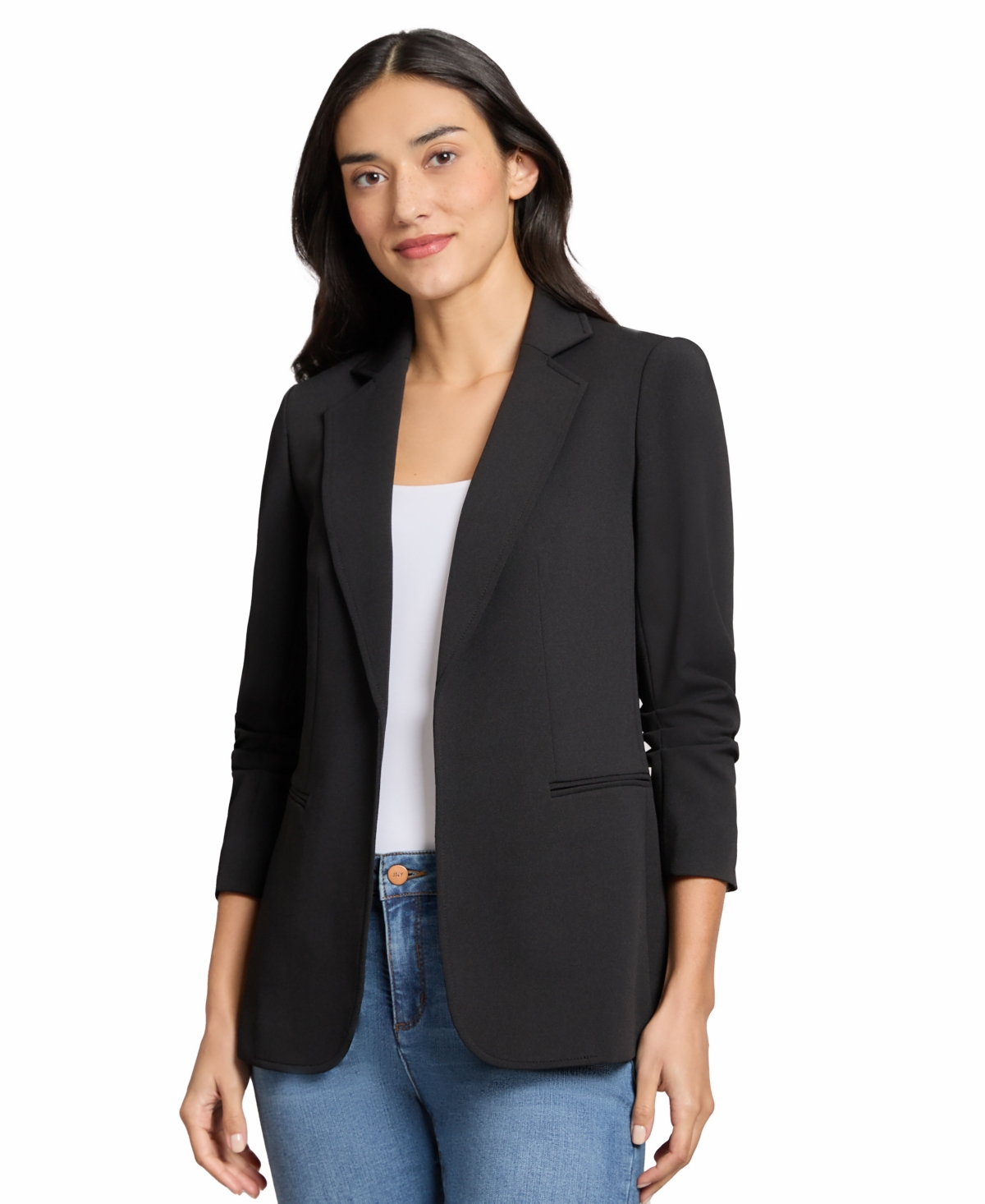 Women's Notched-Collar Stretch Jacket - Jones Black