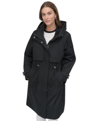 DKNY - Women's Hooded Zip-Front Long Anorak Coat