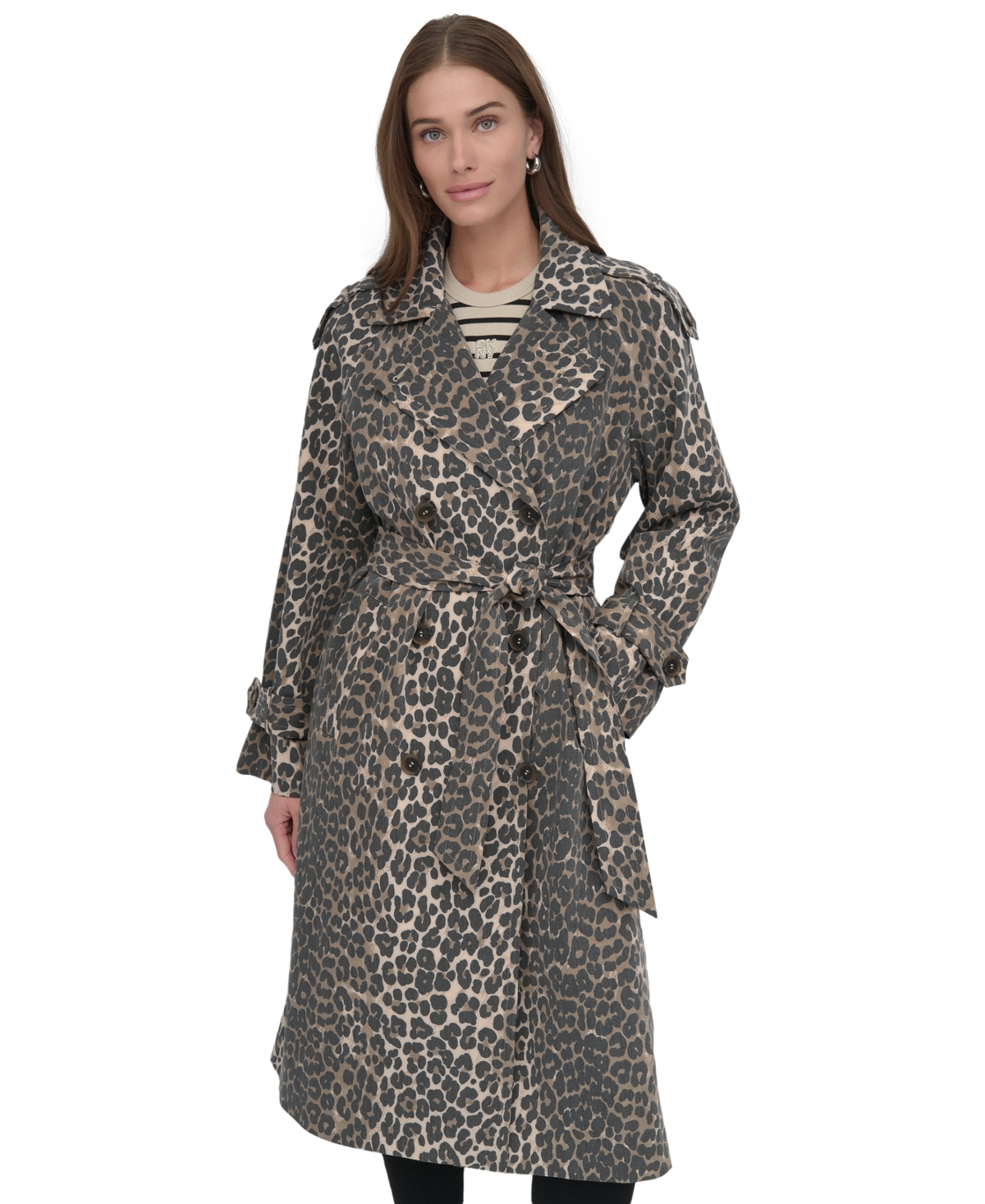 Women's Belted Double-Breasted Trench Coat - Black
