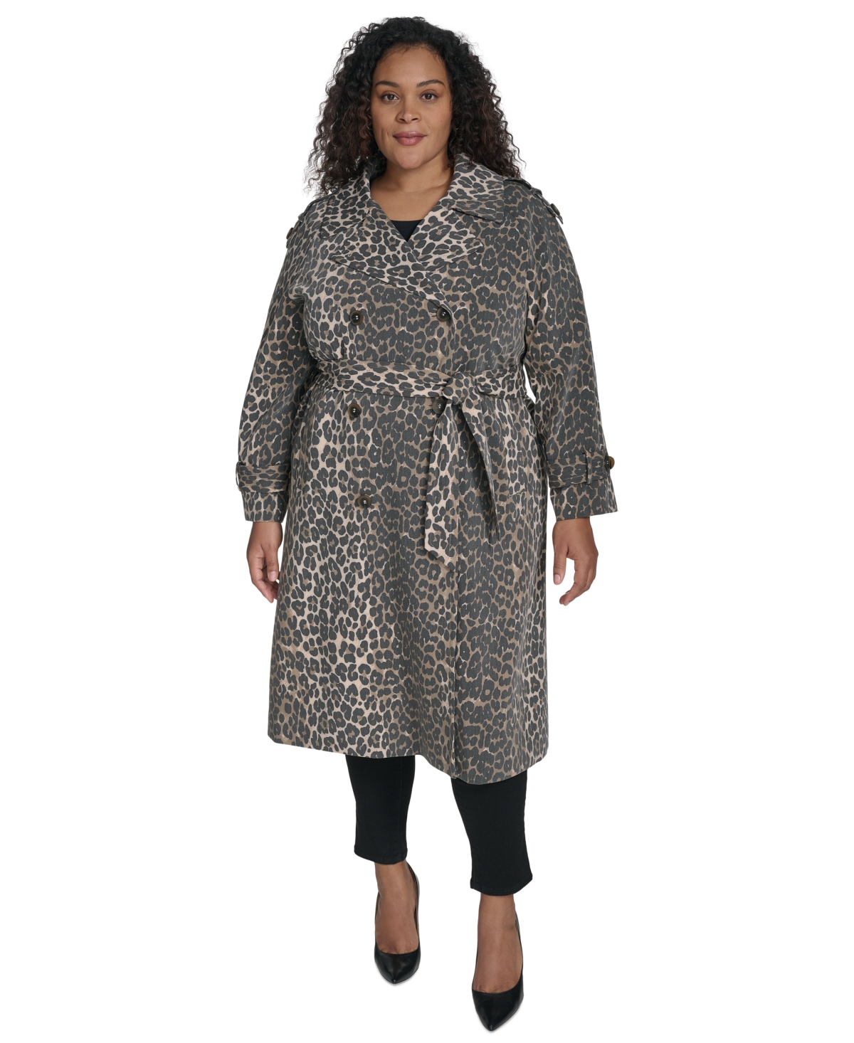Dkny Plus Size Leopard-print Trench Coat In Leopard