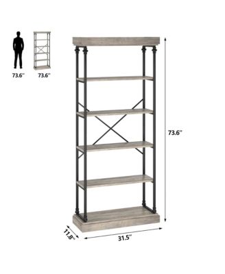 Bookshelf Industrial Bookcase Wooden Storage Open Rack Shelf with Metal Frame