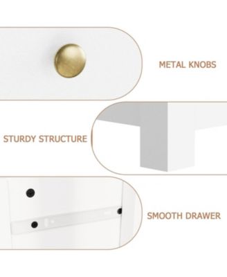 5-Drawer Particle Board Metal Handles, Waterproof Finish & Tapered Legs Modern Dresser Organizer