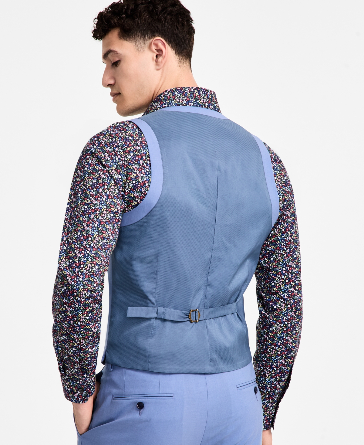 Bar Iii Men's Slim-fit Linen Suit Vest, Created For Macy's In Light Blue