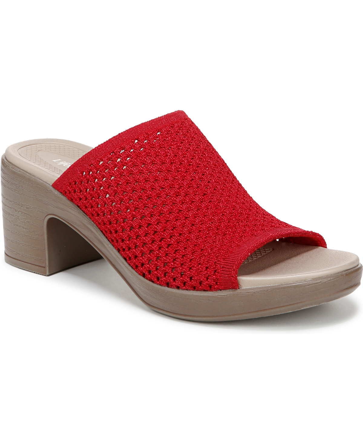 Bzees Ella Block Heel Sandal In Fire Red Fabric