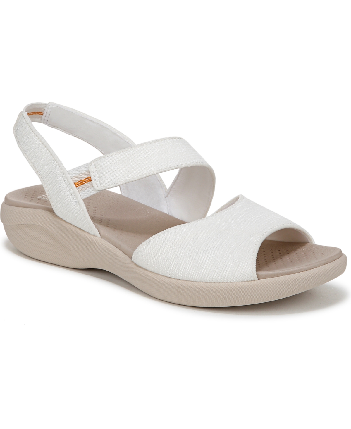 Bzees Women's Cheerful Washable Peep Toe Slingback Sandals In Bright White Waxy Fabric