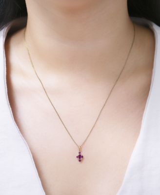2-Pc. Ruby (3/4 ct. t.w.) & Diamond (1/20 ct. t.w.) Cluster Earrings & Pendant Necklace Set in 14k Gold-Plated Sterling Silver