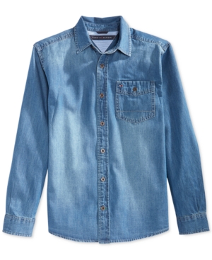 Shop Tommy Hilfiger Big Boys Max Denim Button-front Shirt In Medium Blue