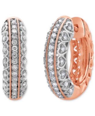 Macy's - Diamond Heart Hoop Earrings (1/5 ct. t.w.) in 10k Rose Gold