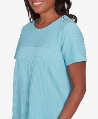 Women's Classic Solid Textured Short Sleeve Top