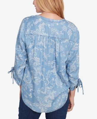 Women's Classic Super Soft Scroll V-Neck Henley Top