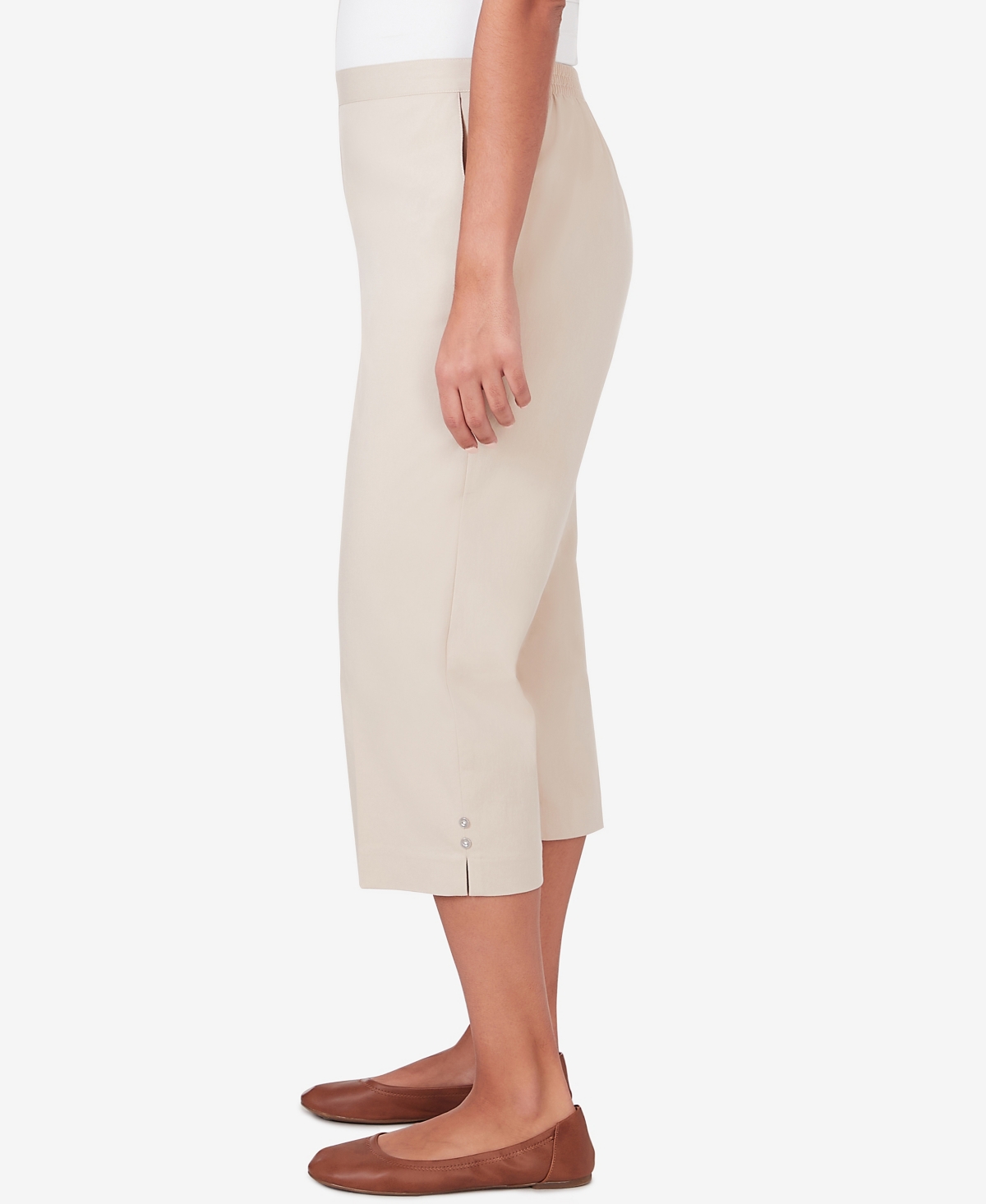 Alfred Dunner Women's Classic Twill Denim Split Hem Capri Pants