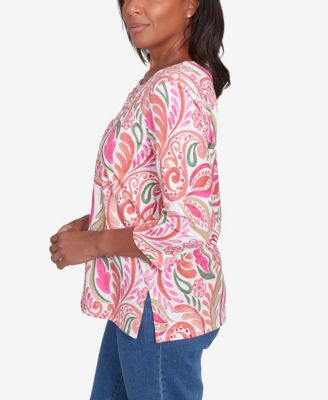 Women's Classic Embellished Crewneck Paisley Top