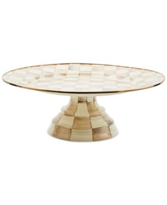 Mocha Check Small Pedestal Platter main image 0