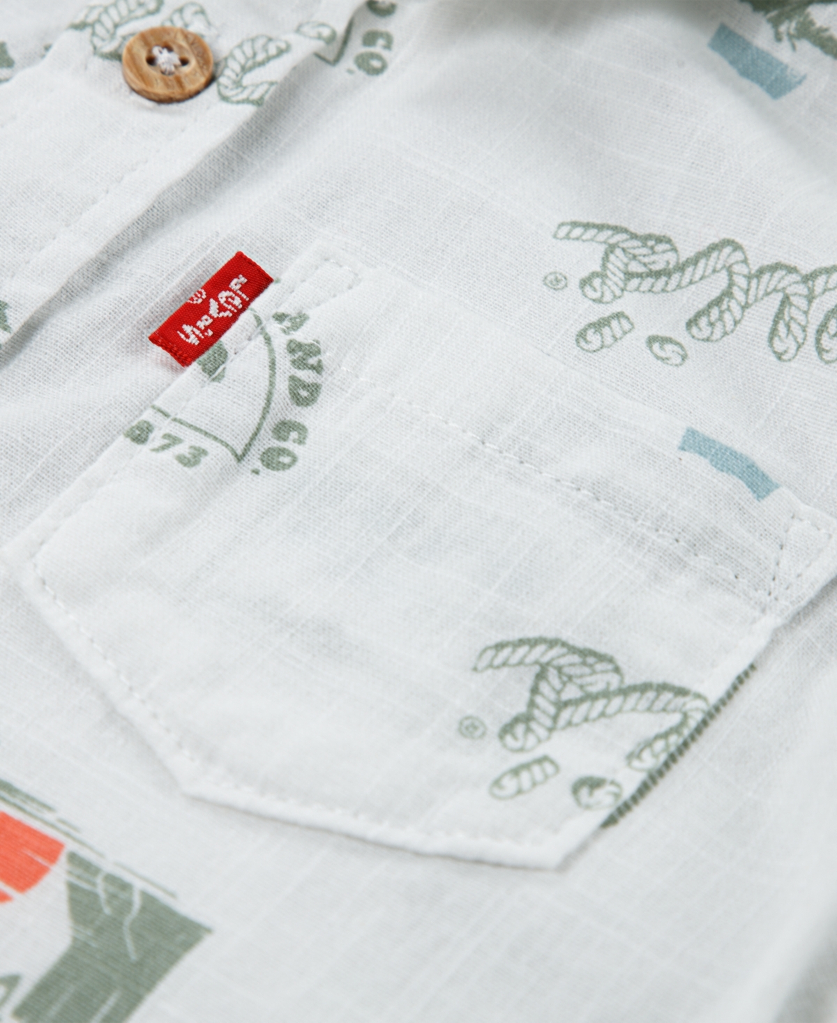 Levi's Toddler Boys 2-piece Printed Shirt And Denim Shorts In Bright White