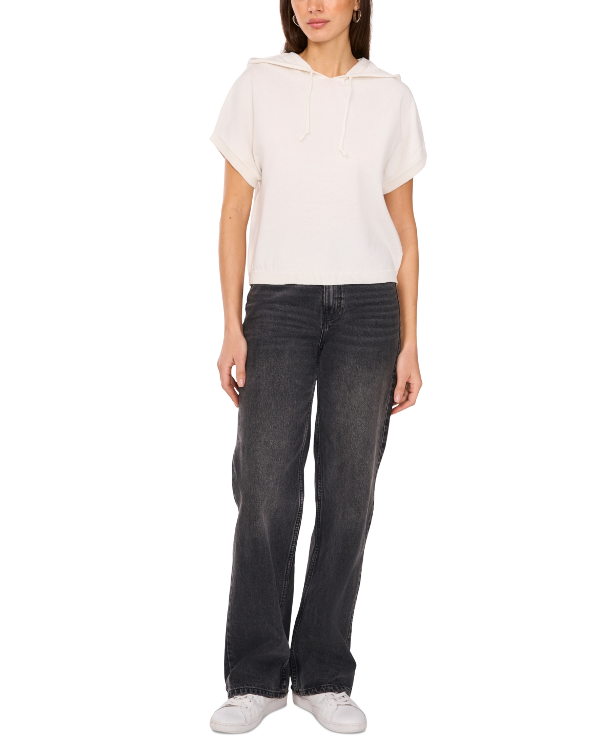 VINCE CAMUTO WOMEN'S SHORT-SLEEVE SWEATER HOODIE 