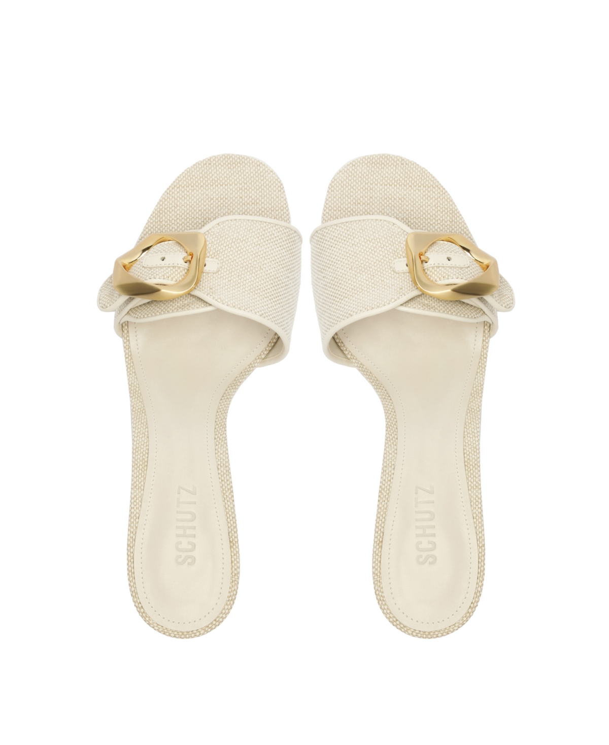Schutz Olga Buckle Kitten Heel Sandal In Beige