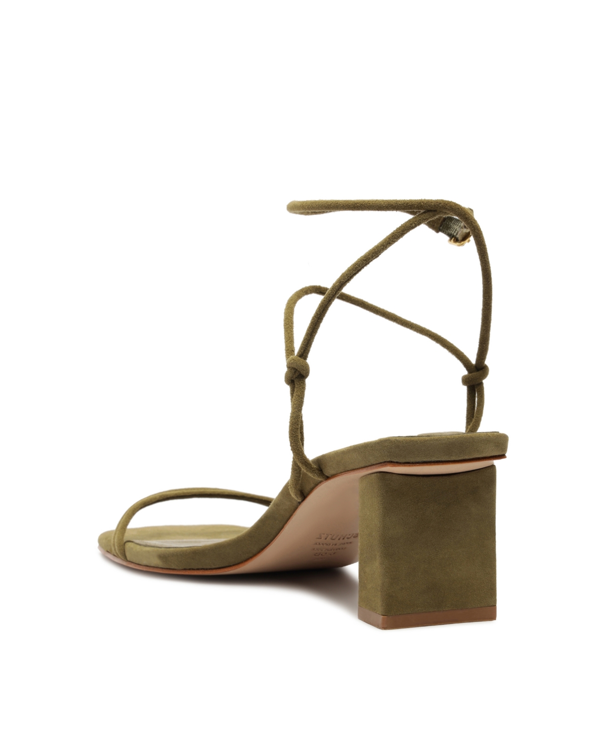 Schutz Aimee Block Womens Metallic Square Toe Strappy Sandals In Green
