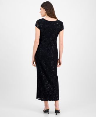Petite Sequined Lace Column Gown
