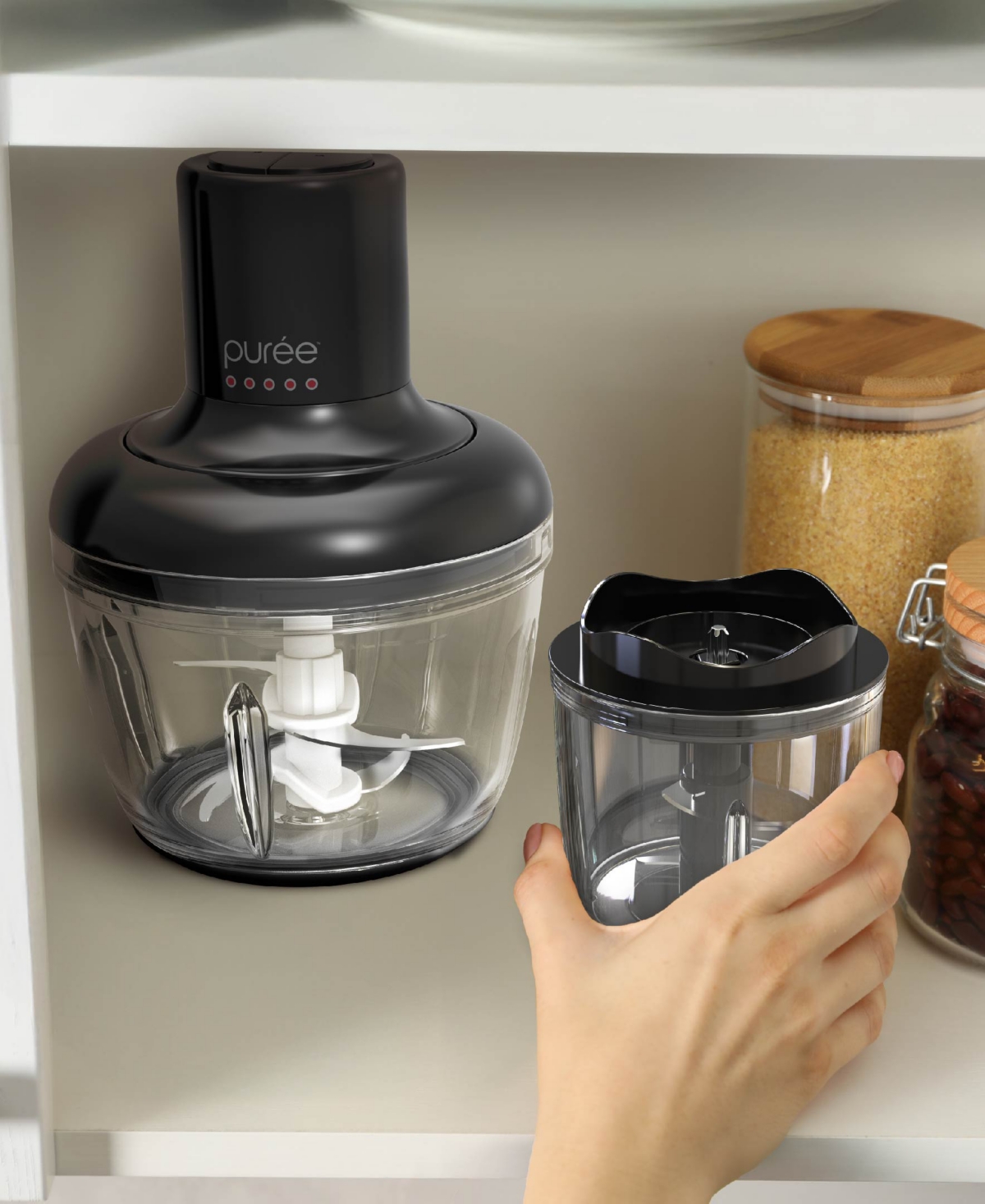 Tzumi Puree 8.5-cup Food Processor With Stainless Steel Blades, Black In Black