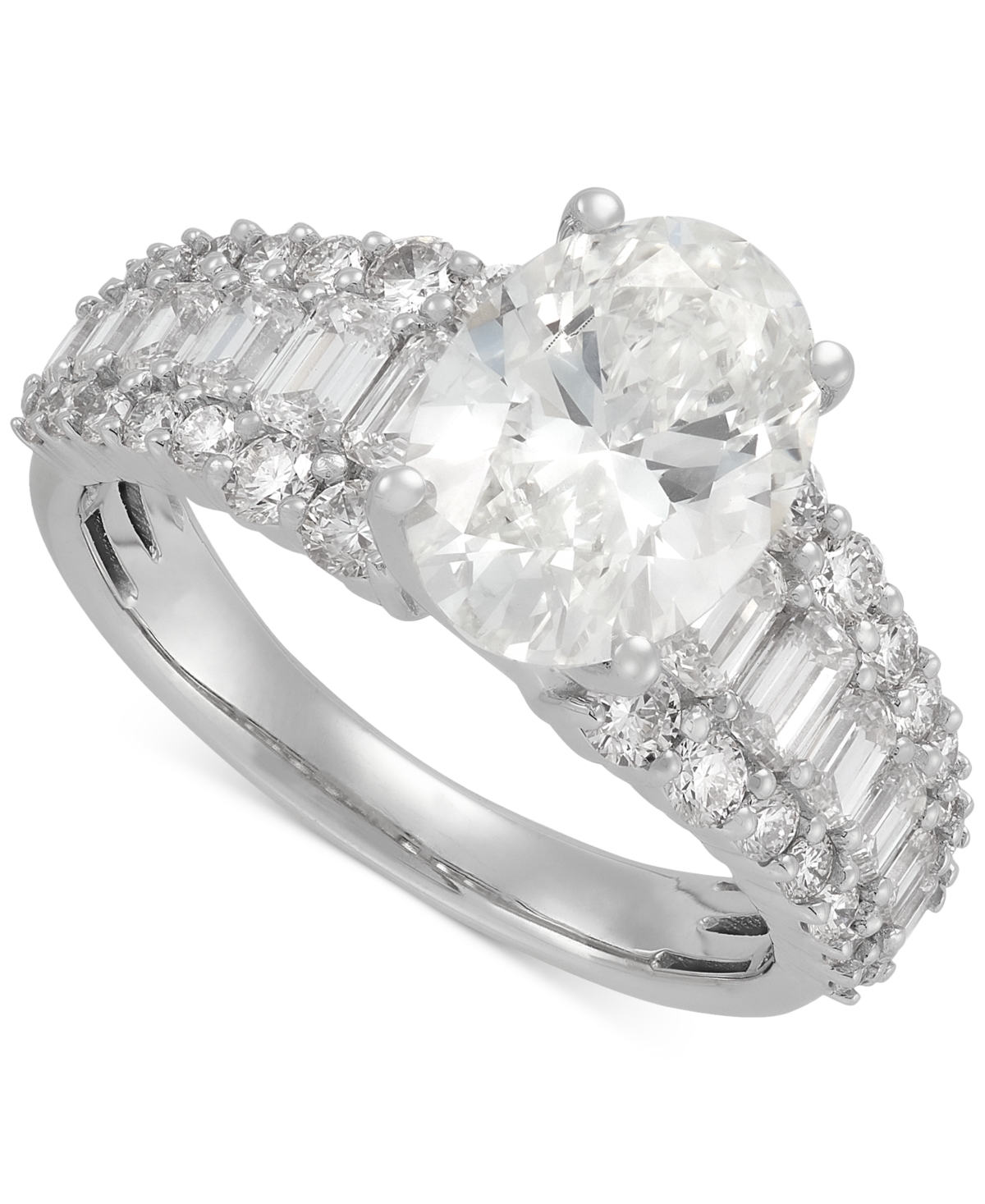 Certified Lab Grown Oval Engagement Ring (4 ct. t.w.) in 14k White Gold - White Gold