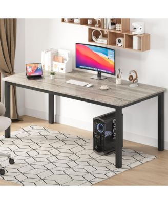 70.8-Inch MDF & Metal Round Corner & Industrial Style Dining Table