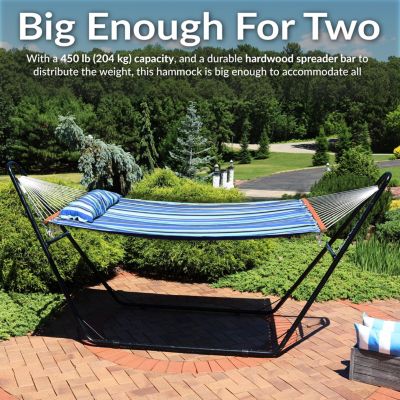 Double Quilted Fabric Hammock with Universal Steel Stand - 450-Pound Capacity