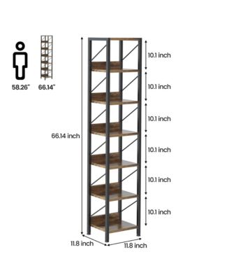 Narrow Bookshelf 6 Tier Tall Bookcase