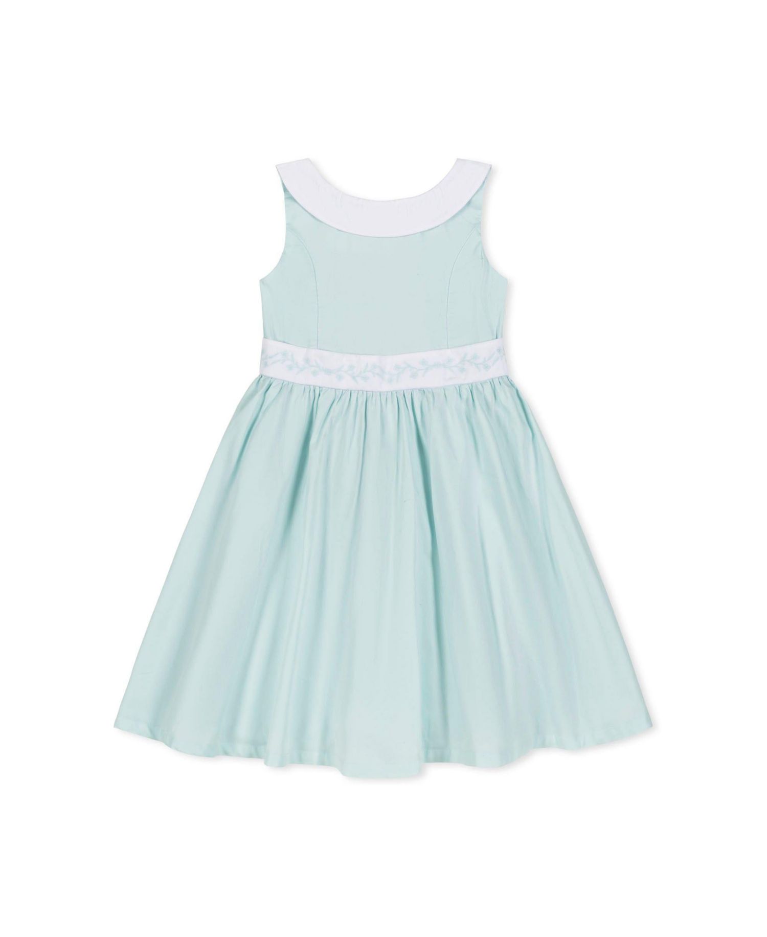 Toddler Girls Hope and Henry Heirloom Round Collar Sateen Party Dress with Embroidered Sash