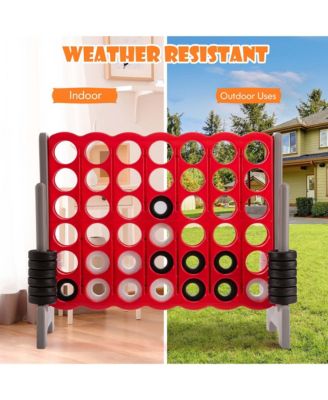 Jumbo 4-to-Score Game Set Giant 4 in A Row Kids Adults w/ 42 Jumbo Rings Red