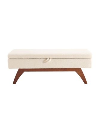 Teddy Storage Bench, Bed End Stool with Hidden Storage with Solid Wood Legs
