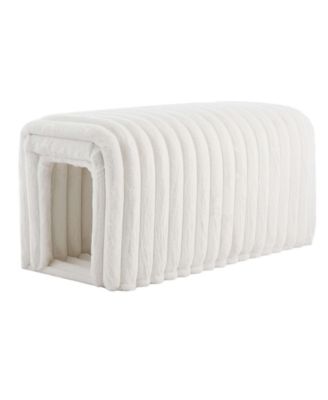 Pet-Friendly Ottoman Storage Bench with Arch Hollow Design, Multi-Functional for Living Room, Bedroom & Entryway