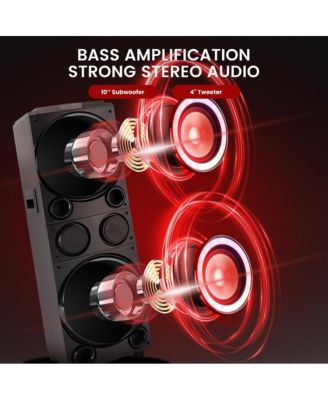 10" Portable Bluetooth PA Karaoke Speaker System with LED Lights, USB/SD/Remote Control & Rechargeable Battery