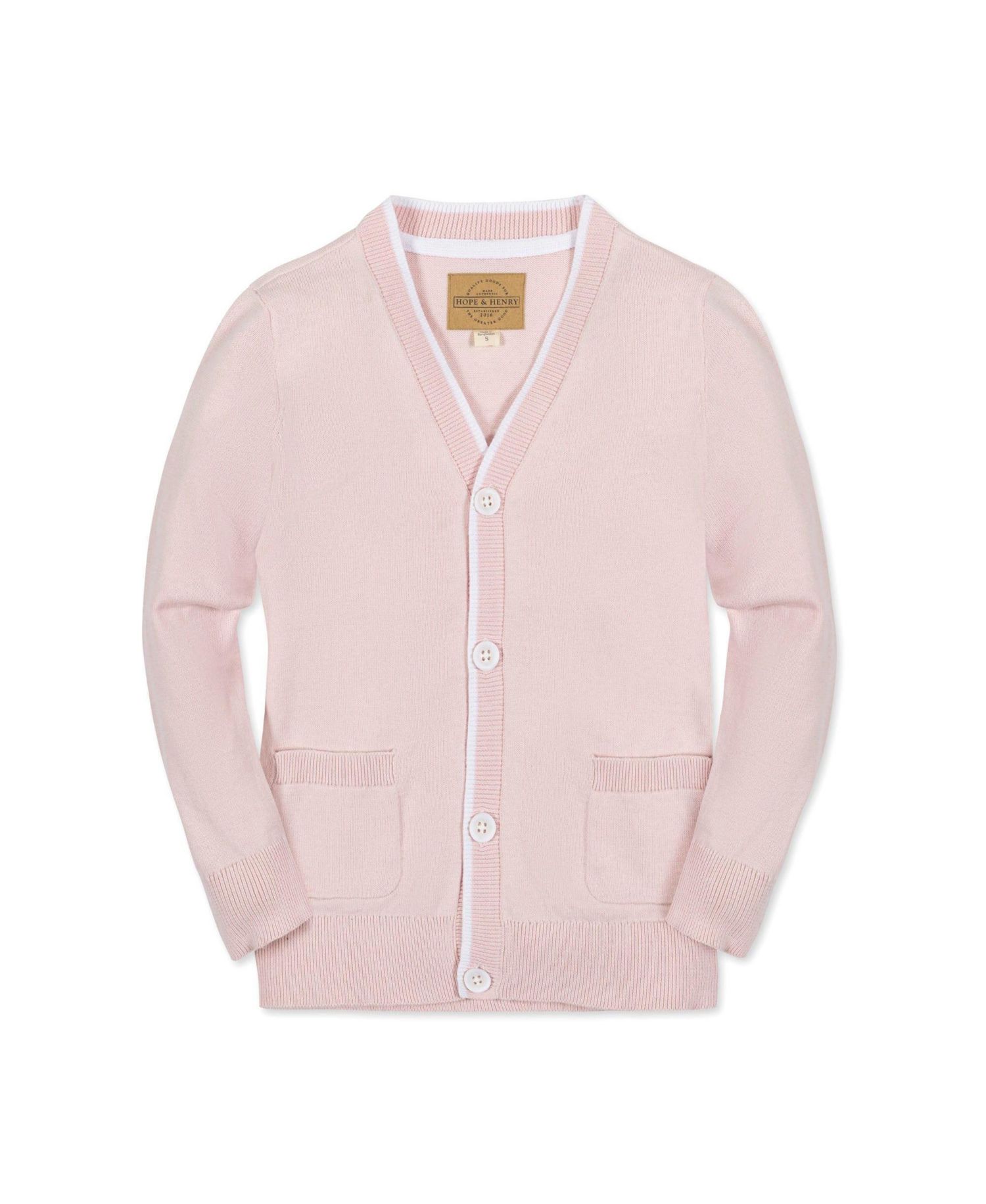 Hope and Henry Boys' Organic Long Sleeve Tipped Cardigan Sweater, Kids