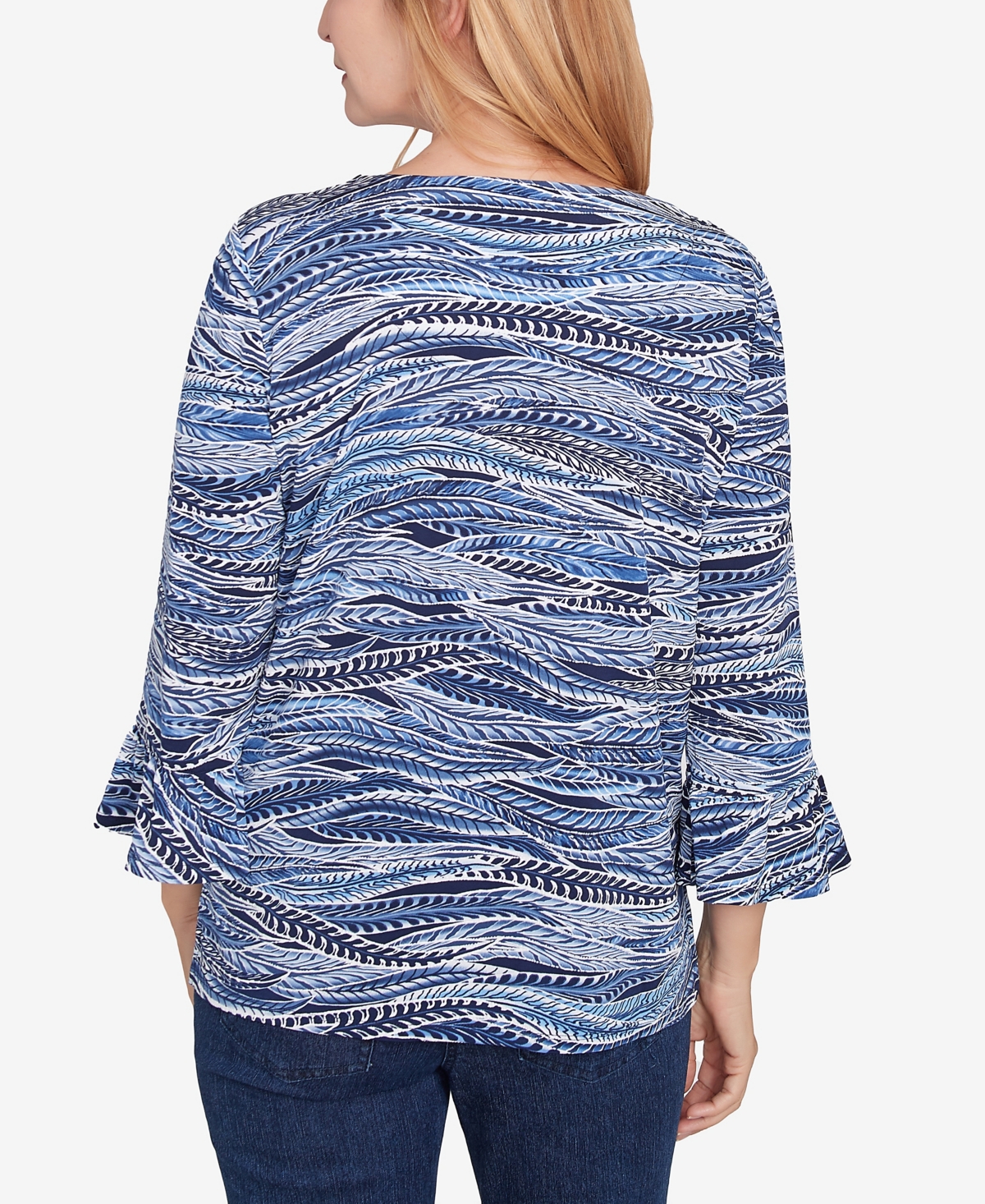 Alfred Dunner Women's Classic Beaded Split Neck Top In Navy