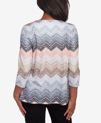 Petite Classics Lacey Ombre Chevron Crewneck Top