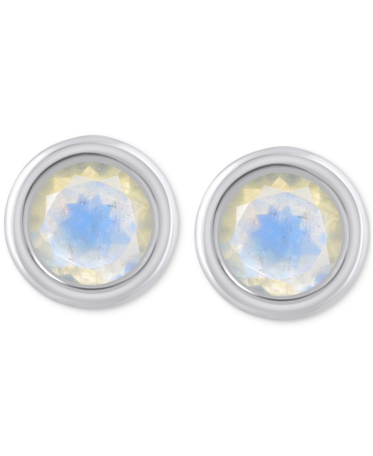 Macy's Lab-created Opal Bezel Stud Earrings (1-1/5 Ct. T.w.) Stud Earrings In 10k Gold (also In Additional In Moonstone,white Gold
