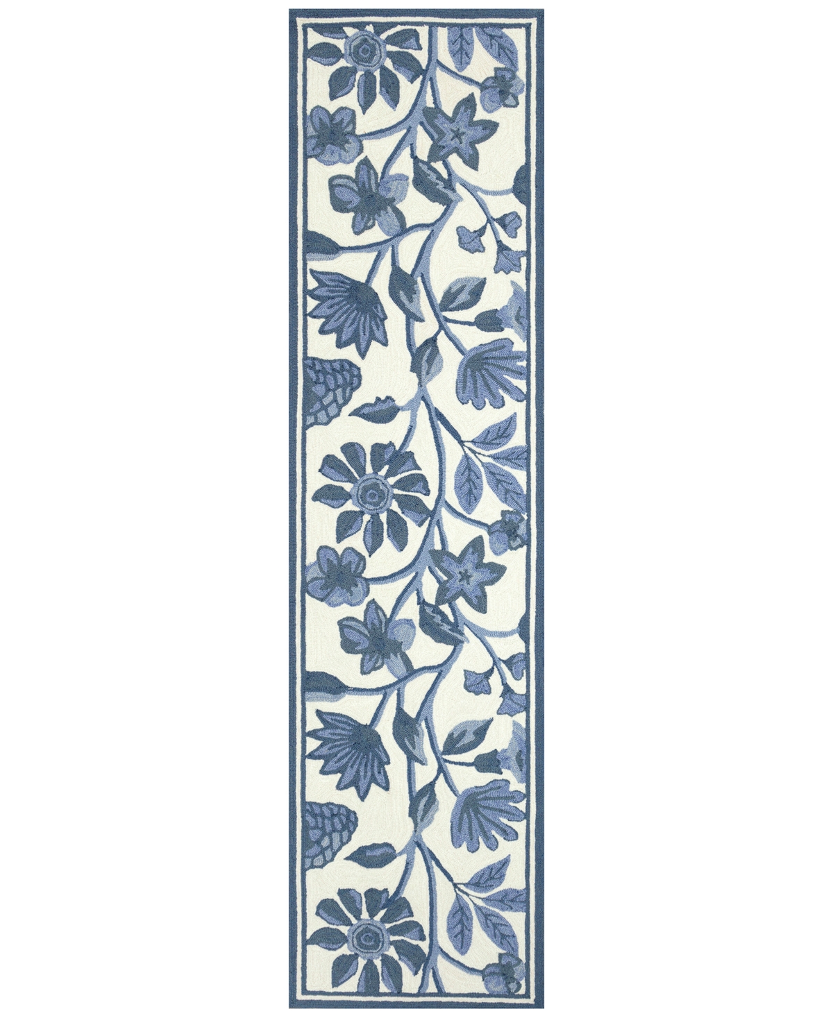 Liora Manne Capri Floral Vine Runner Area Rug, 2' X 5' In Blue