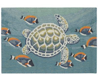 Liora Manne' - Frontporch Turtle and Fish 2'6"x4' Area Rug