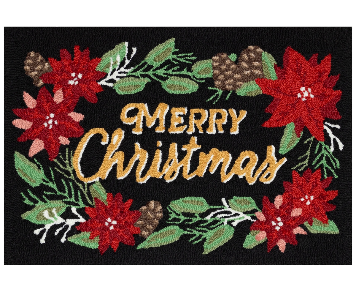 Liora Manne Frontporch Merry Christmas Area Rug, 2'6 X 4' In Black