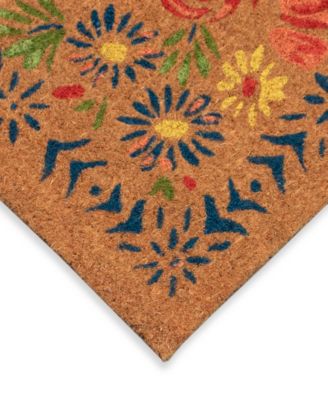 Liora Manne Natura Block Print Flowers Rug Collection In Multi