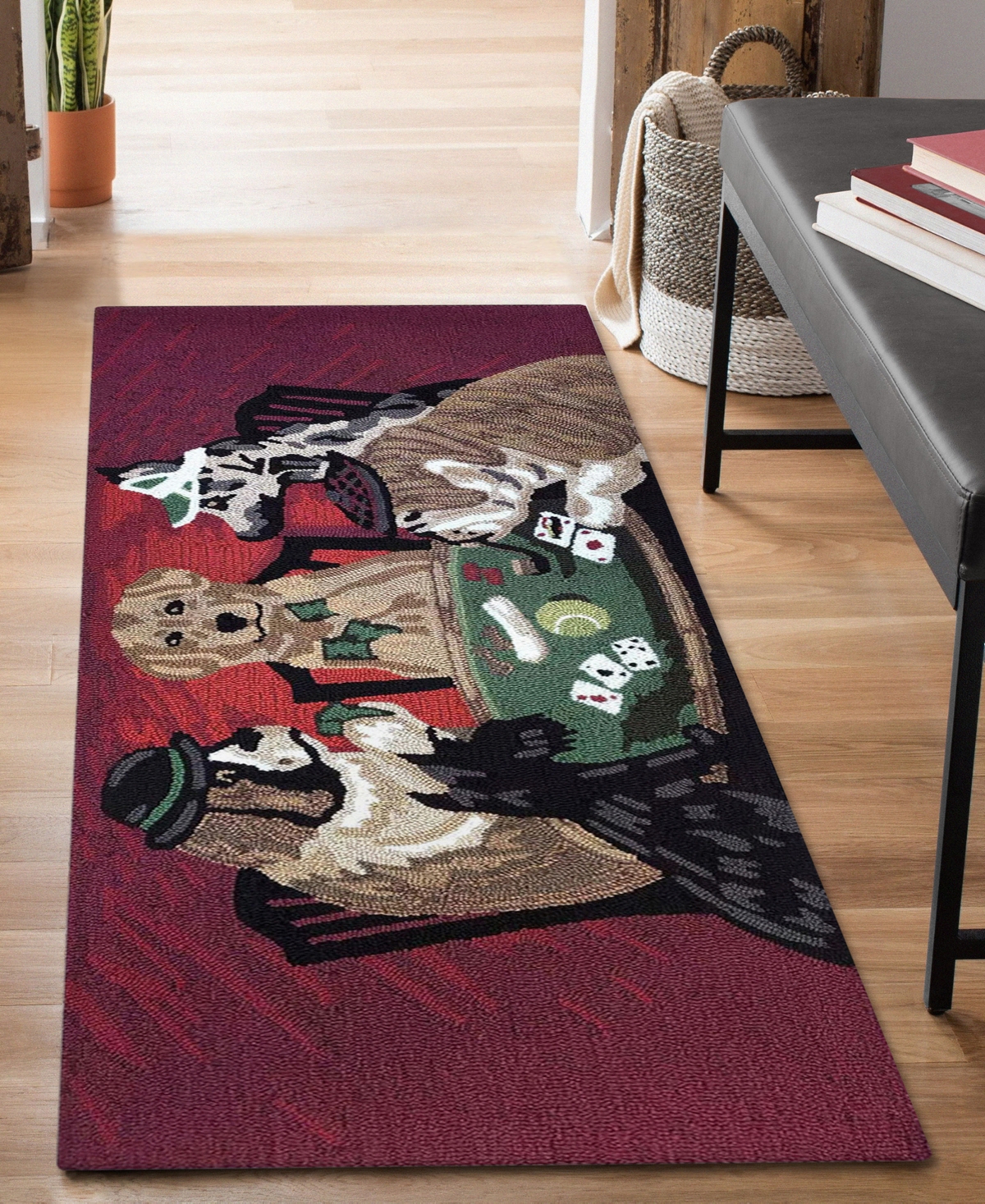 Liora Manne Frontporch Poker Pups Runner Area Rug, 2' X 5' In Multi
