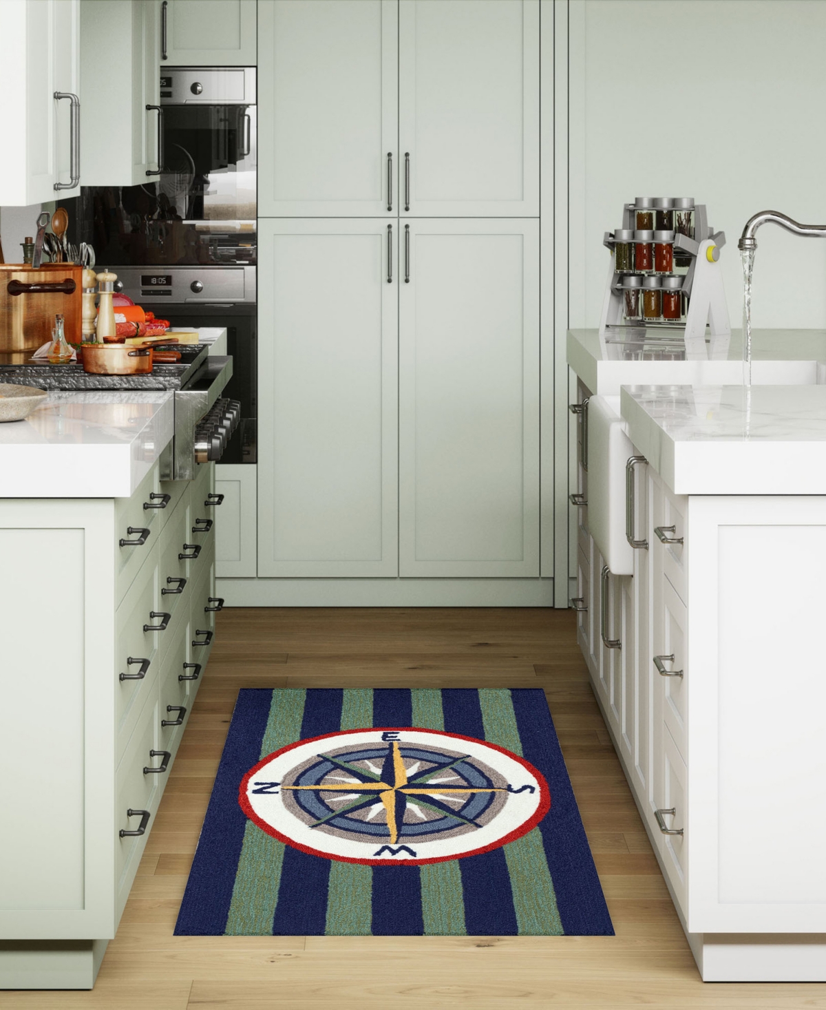 Liora Manne Frontporch Striped Compass 2'6"x4' Area Rug In Multi