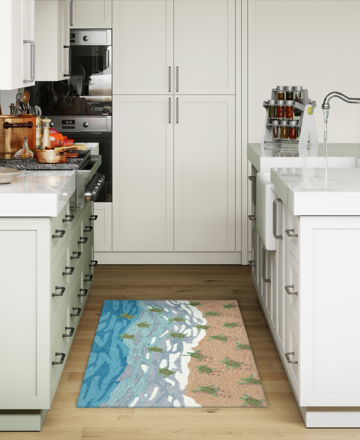 Liora Manne Frontporch Turtle Beach 1'8"x2'6" Area Rug In Blue