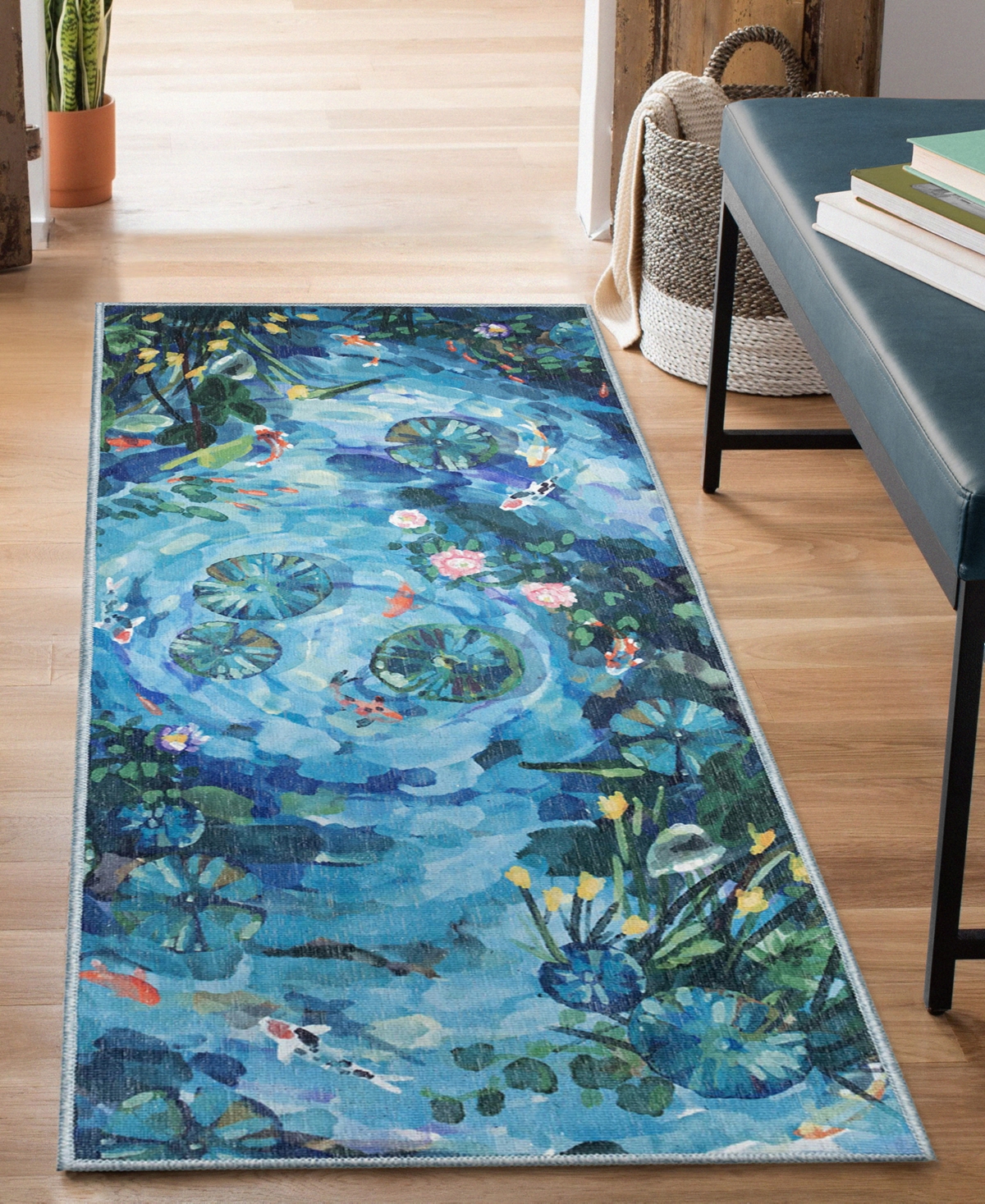 Liora Manne Impressions Peace Pond 1'11"x4'11" Runner Area Rug In Ocean
