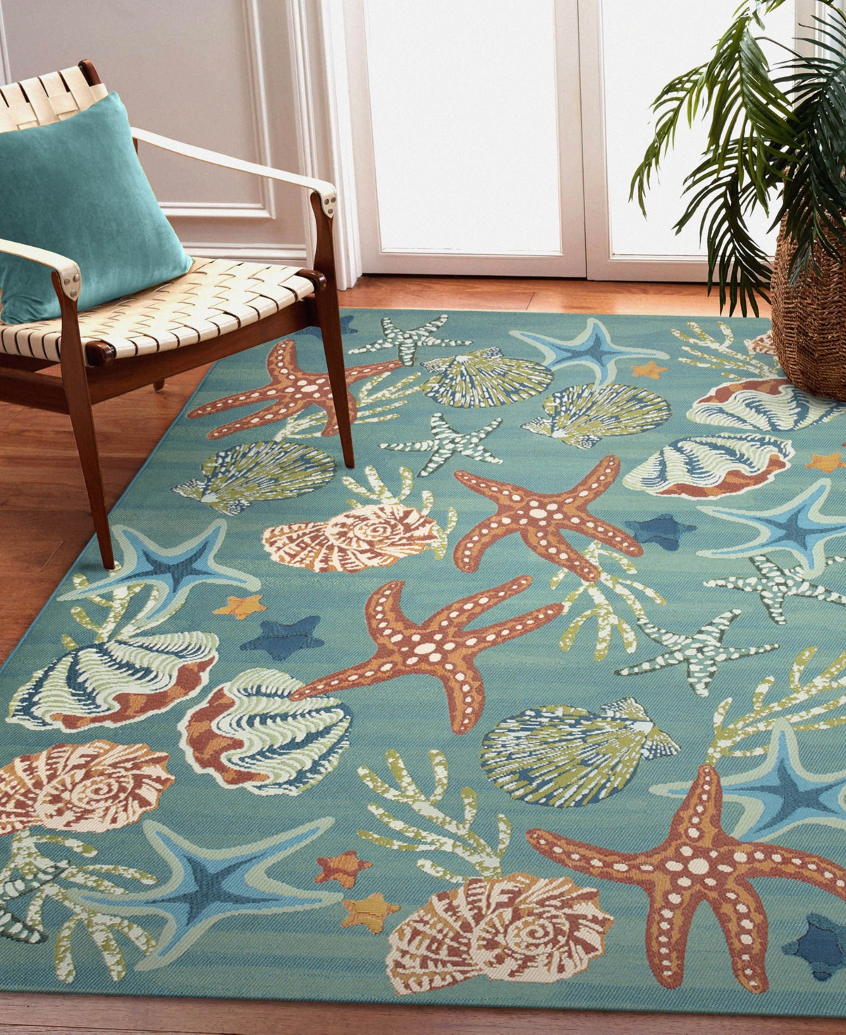 Liora Manne Marina Starfish Song 6'6"x9'4" Area Rug In Aqua