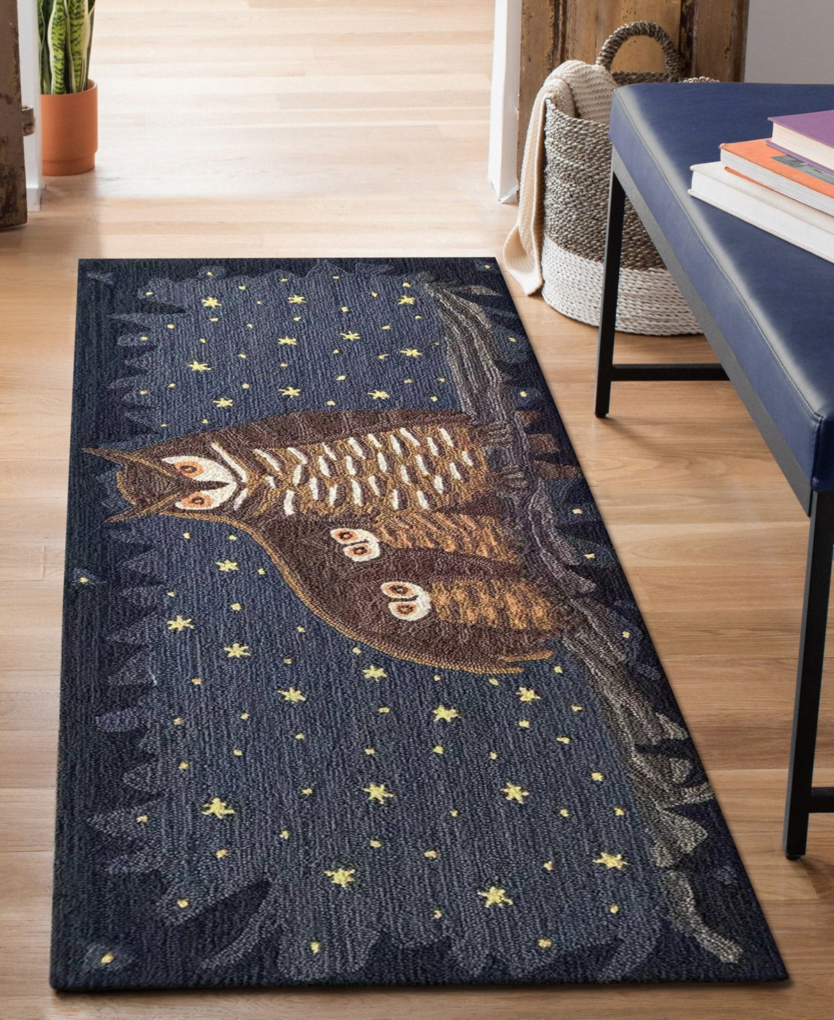 Liora Manne Frontporch Owl Family Runner Area Rug, 2' X 5' In Blue