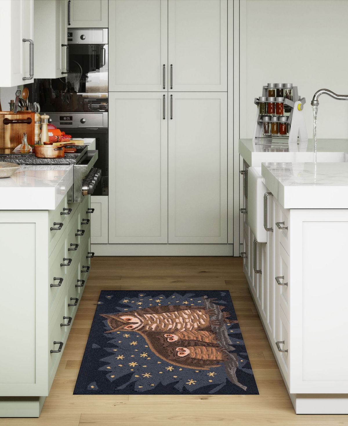 Liora Manne Frontporch Owl Family 2'x3' Area Rug In Midnight