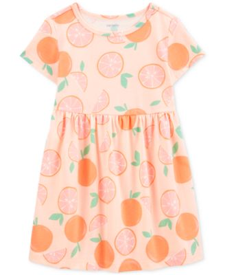 Carter's - Toddler Girls Orange-Print Short-Sleeve Dress