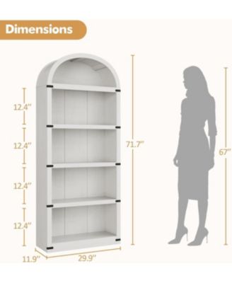 Bookcase Arched Bookshelf 71.65in Tall Bookcase Farmhouse Display Storage Rack