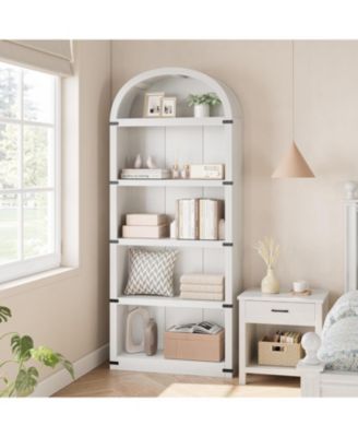 Bookcase Arched Bookshelf 71.65in Tall Bookcase Farmhouse Display Storage Rack